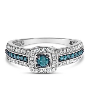 Haus of Brilliance 925 Sterling Treated Miracle-Set Diamond Engagement Ring - Blue