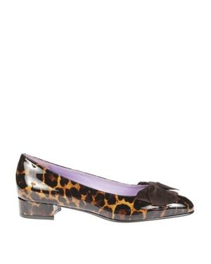 CAREL PARIS Leopard Print Suede Flats With Glossy Finish - Brown