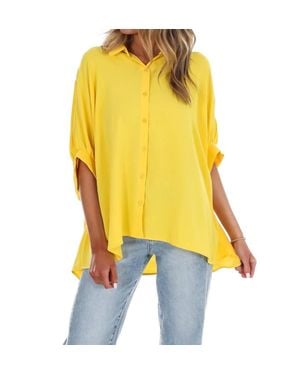 Day + Moon Fingers Crossed Oversized Button Down Top - Yellow