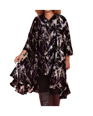 On The Plus Side Eggnog Paint Splatter Birdie Dress - Black