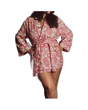 Kilo Brava Flannel Collection Short Robe - Red