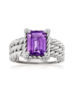 Ross-Simons Amethyst 3-Row Ring With Topaz - Purple