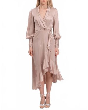 Zimmermann Silk Wrap Midi Dress - Pink