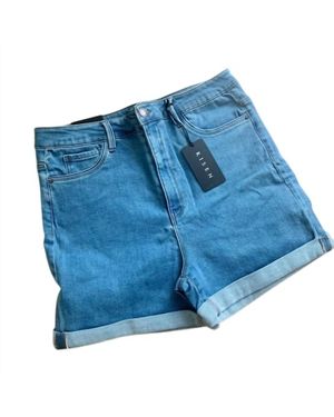 Risen High Rise Rolled Up Shorts - Blue
