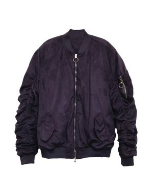 TRUEDAMES Mirosuede Scrunched Bomber Jacket - Black