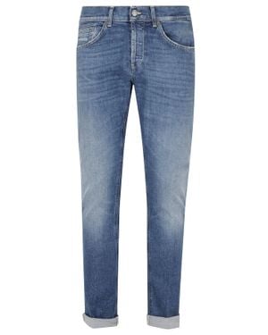 Dondup Medium George Metal Logo Skinny-Fit Cotton Jeans - Blue