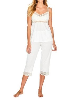 Twelve Eighty Eight Leslie Spaghetti Strap Camisole Cropped Pajama Set - White