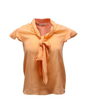 Alice + Olivia Neck Tie Silk Blouse - Orange