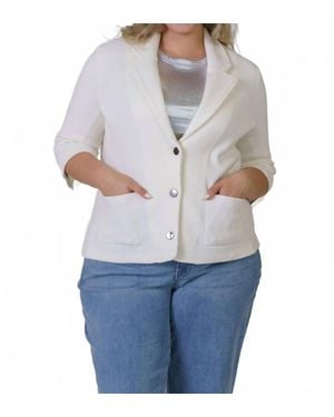 Minnie Rose Cotton Blend Shrunken Blazer - Gray