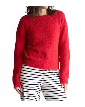 Le Miel Fuzzy Reversible V Neck Sweater - Red