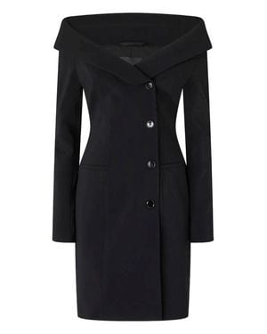 Pinko Off-The-Shoulder Midi Dress With Tailored Silhouette And Button Closure - Black