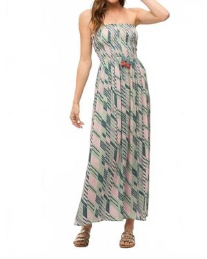 Mystree Palm Tree Vibes Strapless Maxi Dress - Multicolor