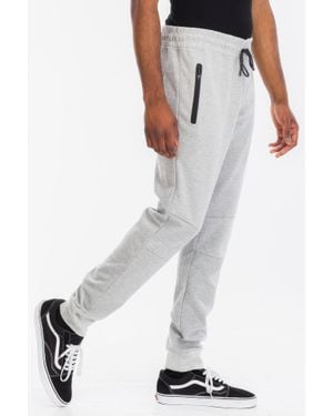 TRUEDAMES Solid Heathered Jogger - White