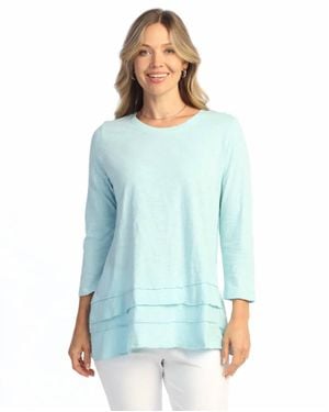 Jess & Jane M66 Slub With Contrast Hem Top - Blue