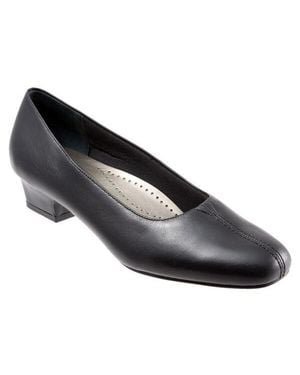 Trotters Doris Pumps Leather Slip On Block Heel Khd2732 - Black