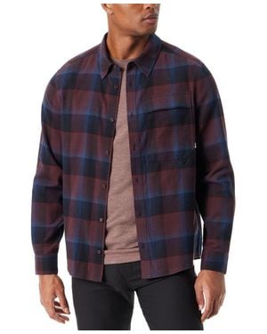 BASS OUTDOOR Shirt Plaid Flannel Stretch Classic Fit Button-Up Mac72 - Blue