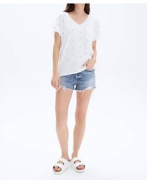 Chrldr All Over Stars V-Neck Wide T-Shirt - Blue