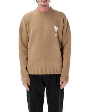 Ami Paris Adc Alpaca Crewneck Sweater - Natural
