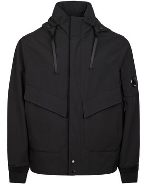 C.P. Company Matte Hooded Jacket With Distinctive Lens Detail - Black