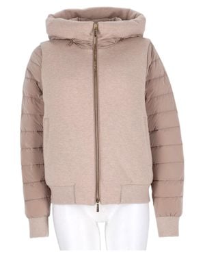 Moorer Ivory Quilted Hooded Virgin Wool-Blend Coat - Pink