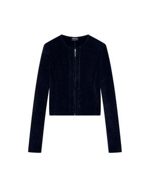 Giorgio Armani Cropped Zip Textured Blazer - Blue