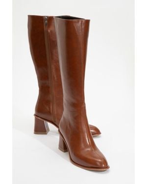 Prologue Shoes Paradis Block Heel Knee High Boot - Brown