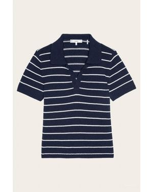 FRAME The Striped Relaxed Polo - Blue