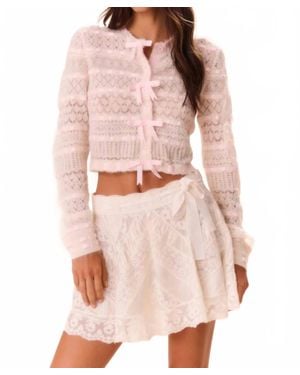 LoveShackFancy Roselline Bow Cardigan - Pink