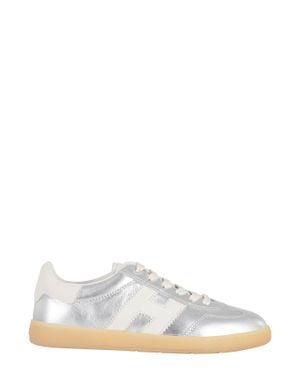 Hogan Cool Laced Metallic Leather Sneakers - White