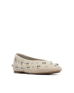 Xti Suede Studded Ballet Flats - Natural