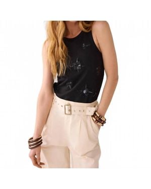 Summum Embellished Tank Top - Brown