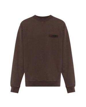 Jacquemus Relaxed Fit Crew Neck Sweater With Textured Patch Detail - Brown