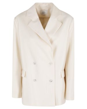 Loulou de Saison Light Donau Tailored Double-Breasted Wool Blazer - Natural