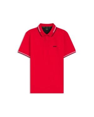 BOSS Stretch-Cotton Slim-Fit Polo Shirt With Branding - Red