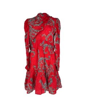 Sandro Sandro Draped Neckline Printed Mini Dress - Red