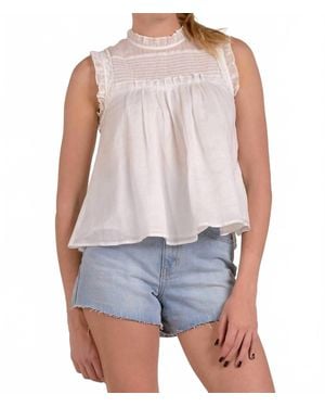 Elan Ruffle Trim Sleeveless Blouse - Blue