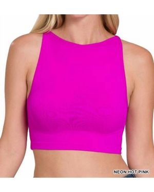 Zenana Seamless Crop Top Bralette - Purple