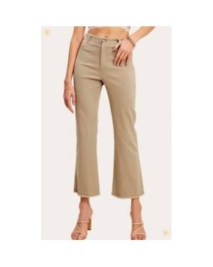 Le Miel Soft Washed High Waist Tan Flare Jeans - Natural