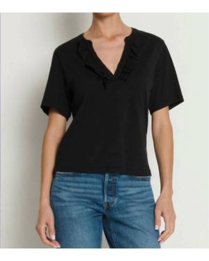 Nation Ltd Blondie Short Sleeve Top With Ruffle - Black