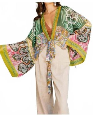 Leto Boho Chic Tie Front Wrap - Green