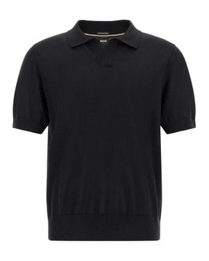 BOSS Virgin Wool Polo Shirt - Black