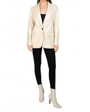 Love Token Nancy's Boyfriend Faux Leather Blazer - Natural