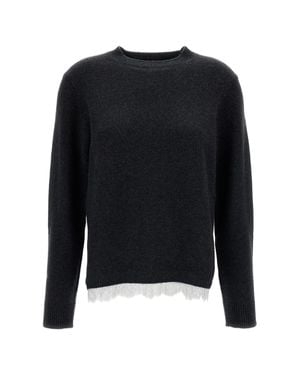 Loulou de Saison Arvo Cashmere Lace-Trim Sweater - Black