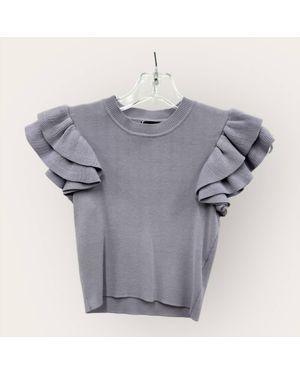 KatieJnyc Girl's Isla Ruffle Sleeve Top - Gray