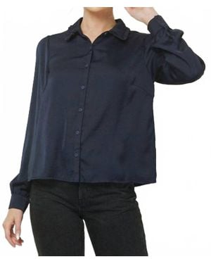 Allie Rose Coco Scallop Collar Button Down Top - Blue