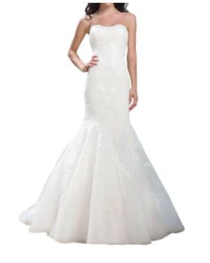 Justin Alexander Beaded Lace Mermaid Dress - White
