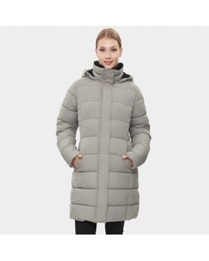 Rokka&Rolla Insulated Long Winter Coat Fleece Hood Parka Jacket - Gray