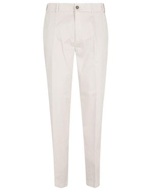 Eleventy Sand Chino Front-Pences Cotton Chino Pants - White
