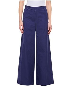 Alberto Biani High-Waisted Wide-Leg Pants With Belt Loops And Welt Pockets - Blue