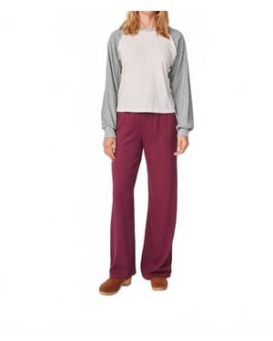 Sundry Ruffle Baseball Tee Top - Red